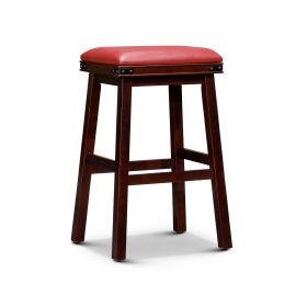 30" Bar Stool, Espresso Finish, Burgundy Leather Seat